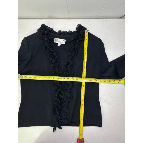 St John Essentials by Marie Gray Women’s Designer Black Cardigan Size 2 - Picture 7 of 8